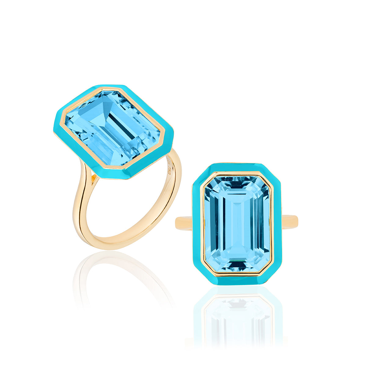 Goshwara Queen Blue Topaz Enamel Cocktail Ring