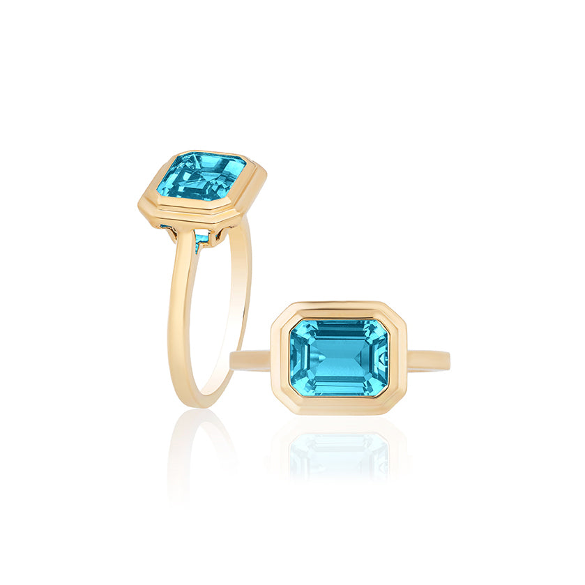 Goshwara Manhattan Blue Topaz Cocktail Ring