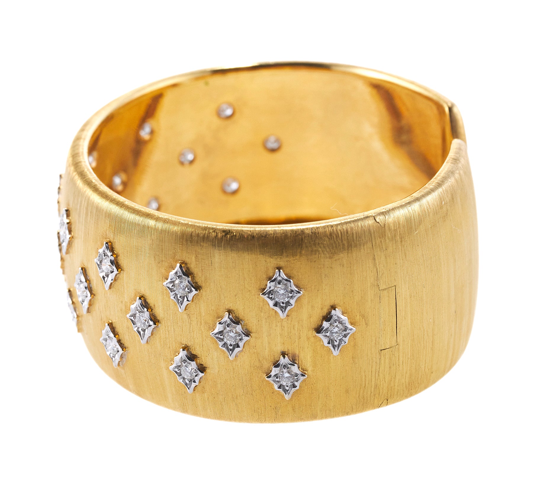 Mario Buccellati Classic Cuff Diamond Gold Bracelet