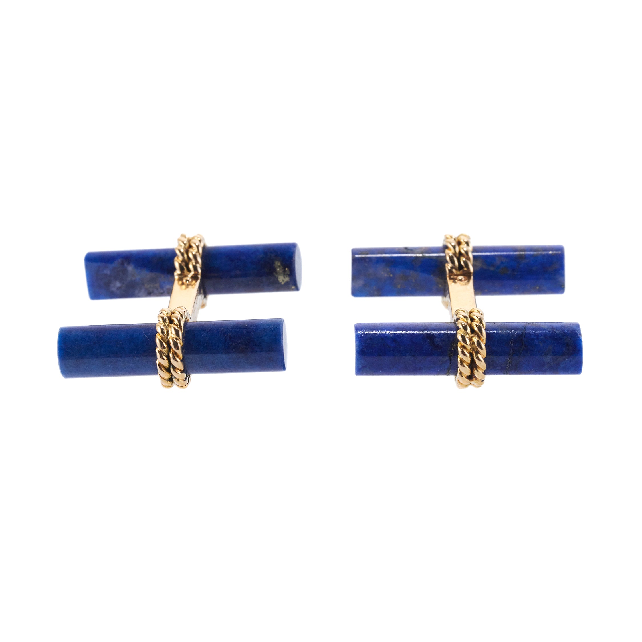 Van Cleef & Arpels Lapis Gold Bar Cufflinks
