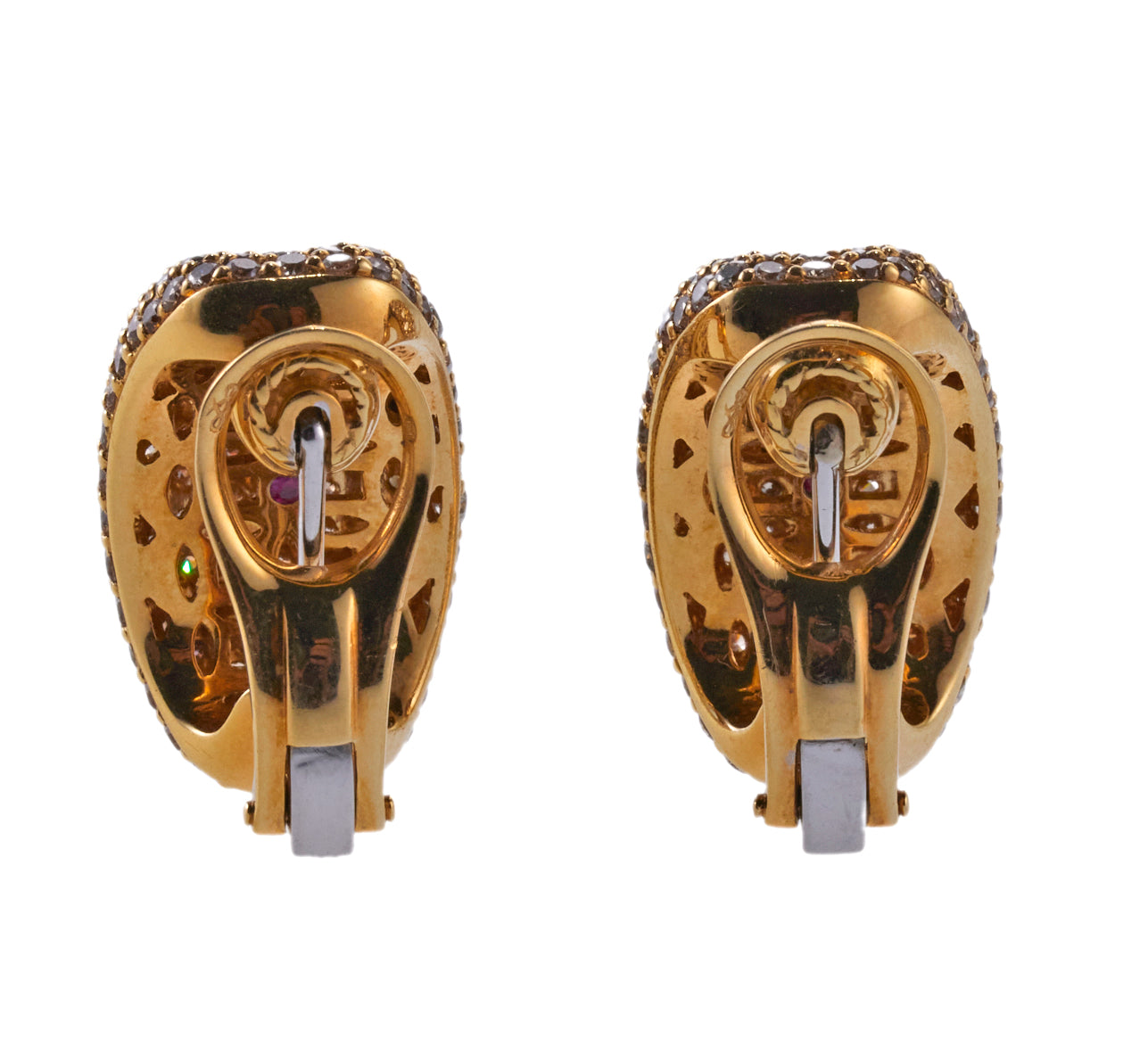 Roberto Coin Fantasia Fancy Diamond Flower Gold Earrings