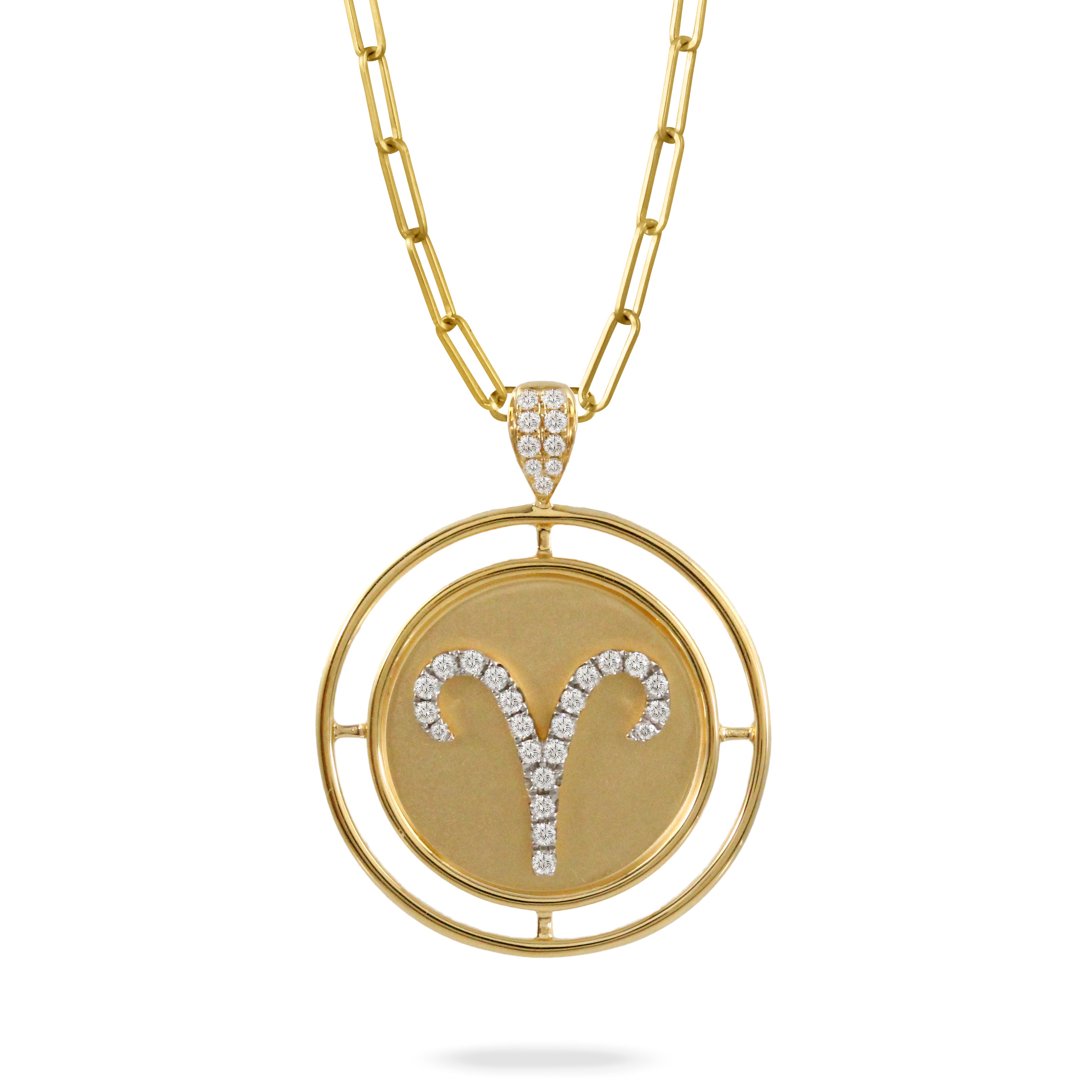 Doves Doron Paloma Gold Diamond Aries Zodiac Pendant