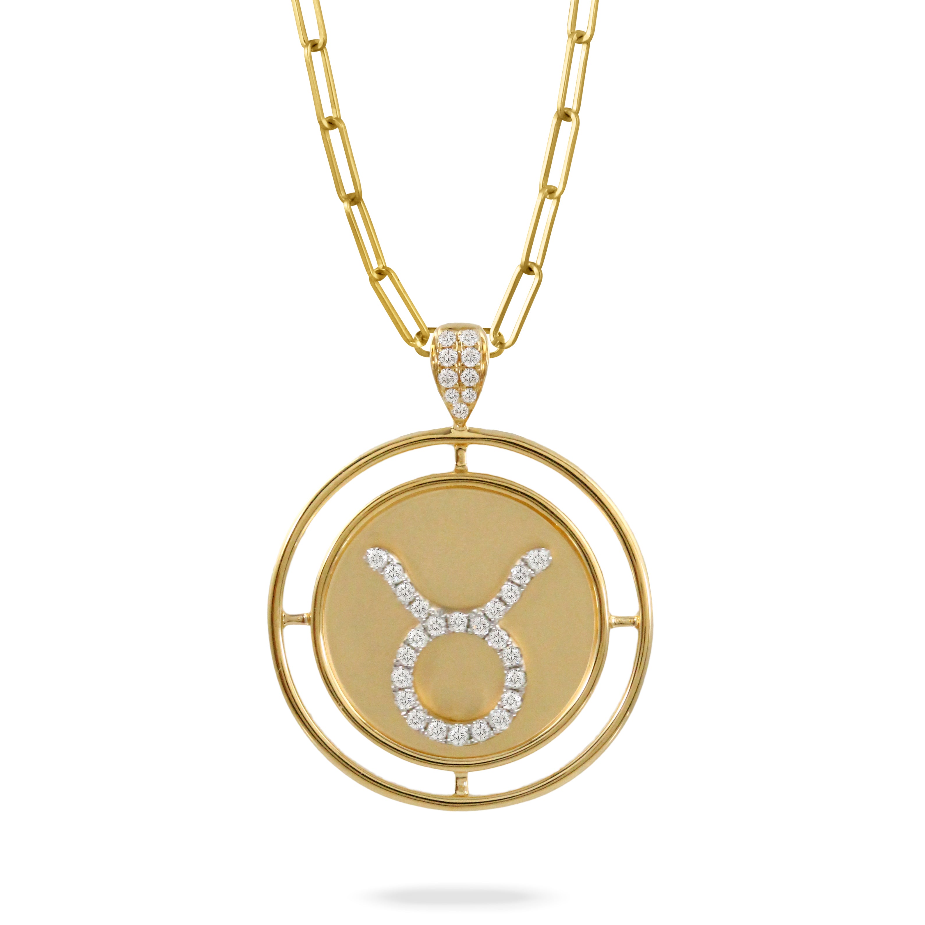 Doves Doron Paloma Gold Diamond Taurus Zodiac Pendant