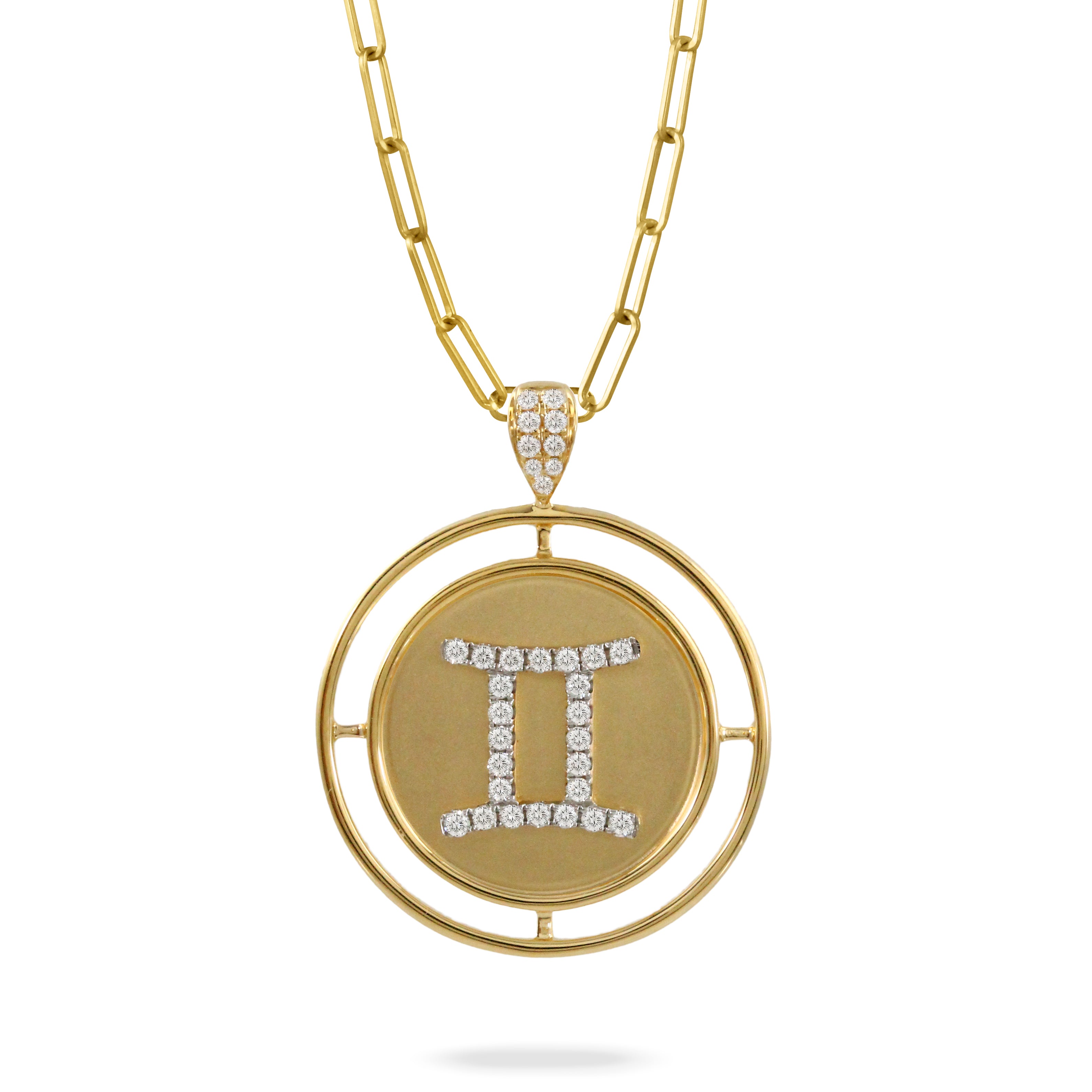 Doves Doron Paloma Gold Diamond Gemini Zodiac Pendant
