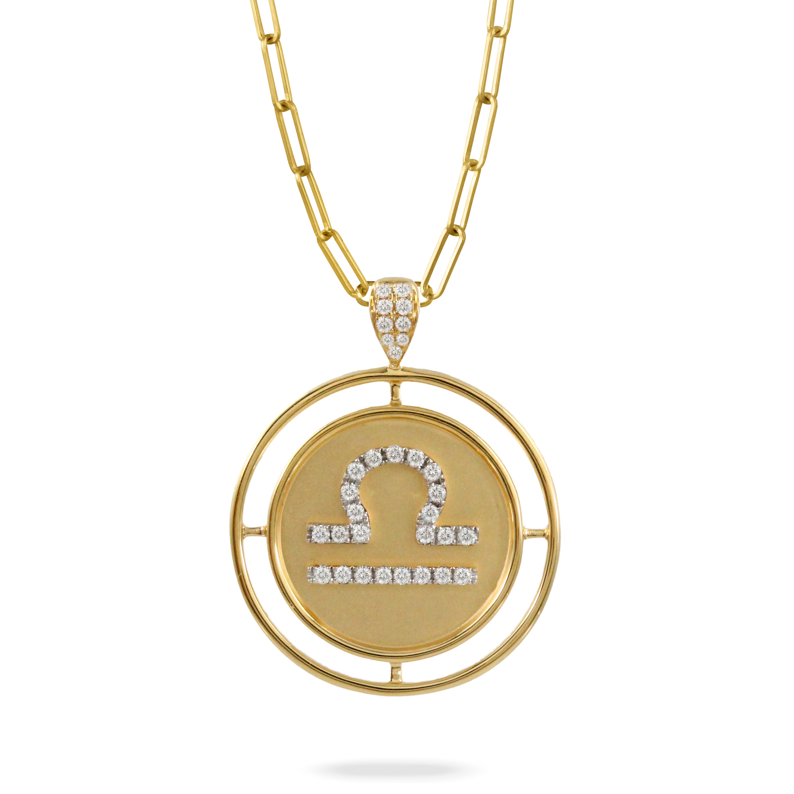 Doves Doron Paloma Gold Diamond Libra Zodiac Pendant