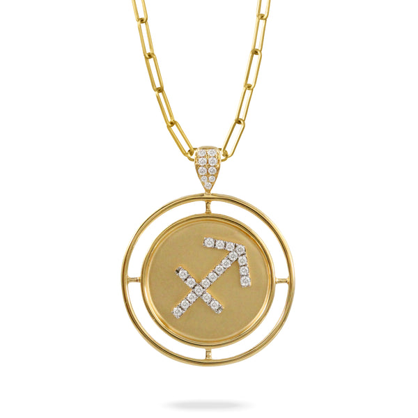 Doves Doron Paloma Gold Diamond Sagittarius Zodiac Pendant
