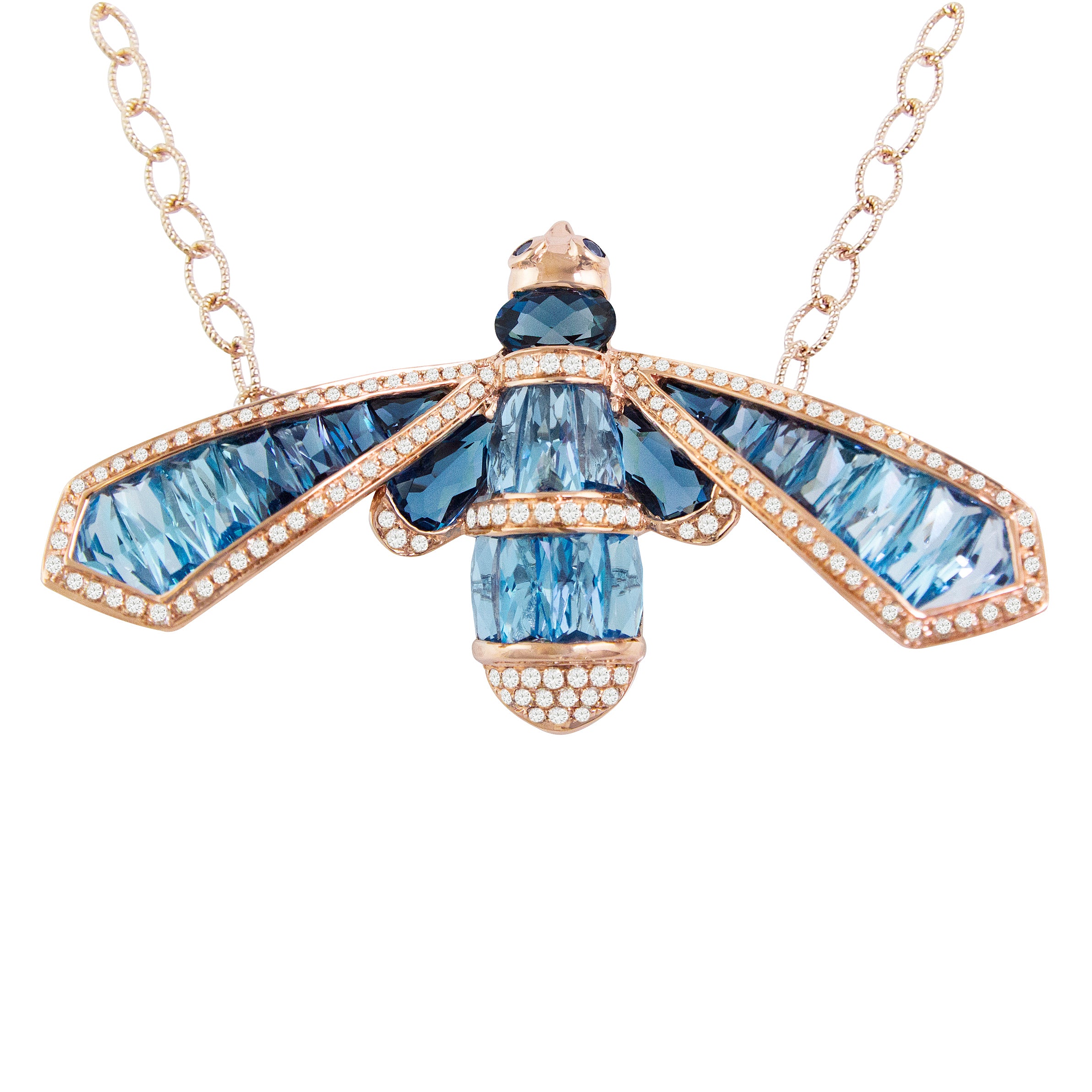 Bellarri Queen Bee Blue Topaz Diamond Gold Pendant Necklace – Oak Gem