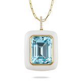 Doves Doron Paloma Diamond Gold Blue Topaz Agate Pendant