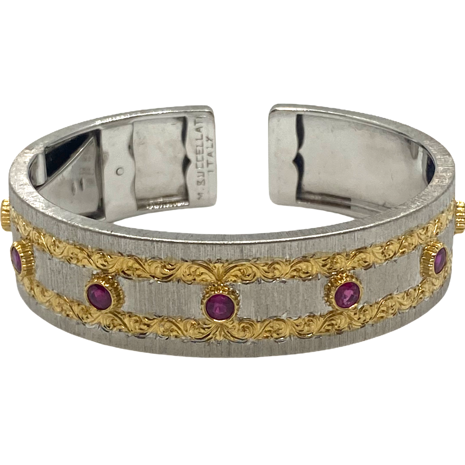 Vintage M. Buccellati 18k Gold Ruby Cuff Bracelet