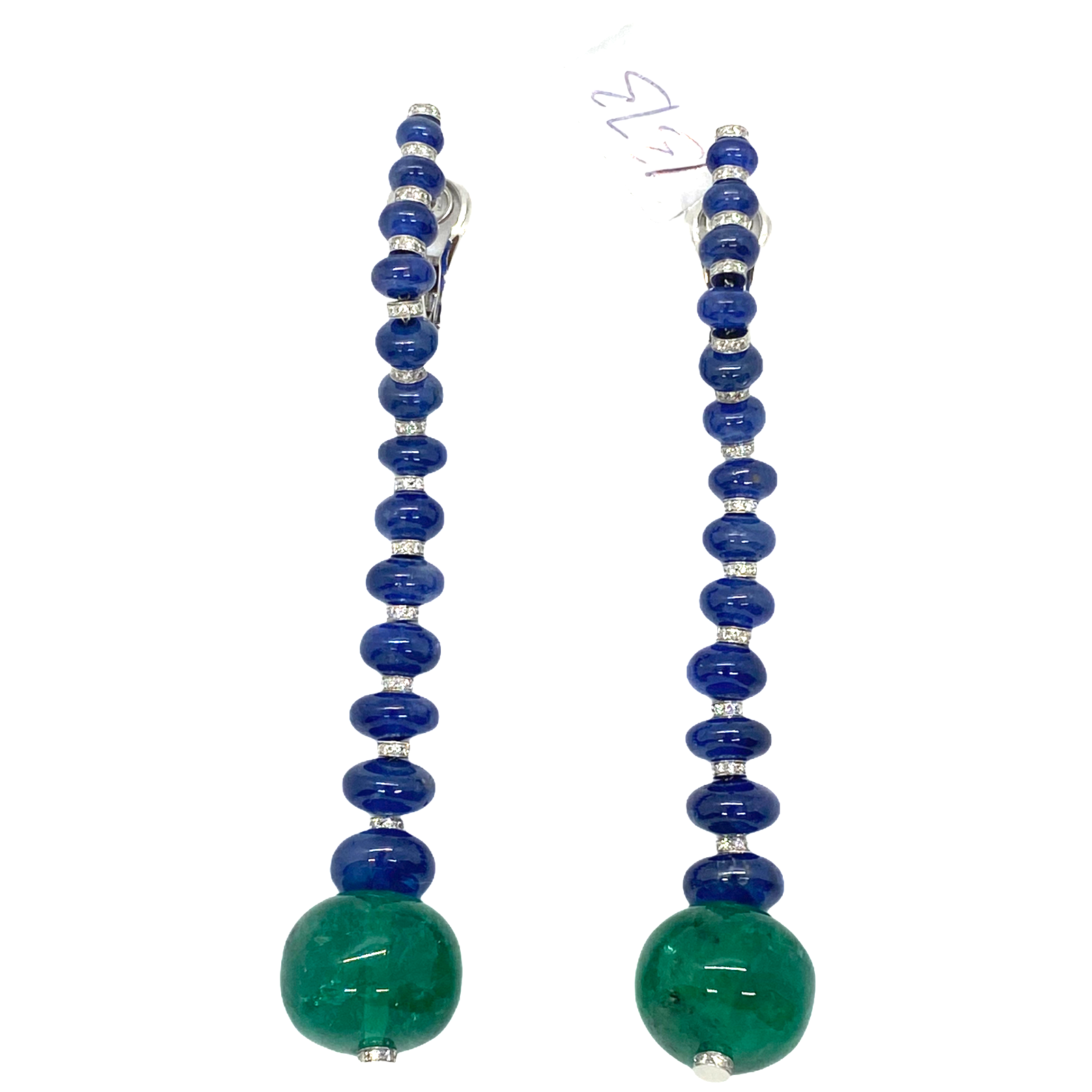 Impressive De Grisogono Gold Sapphire Emerald Diamond Earrings