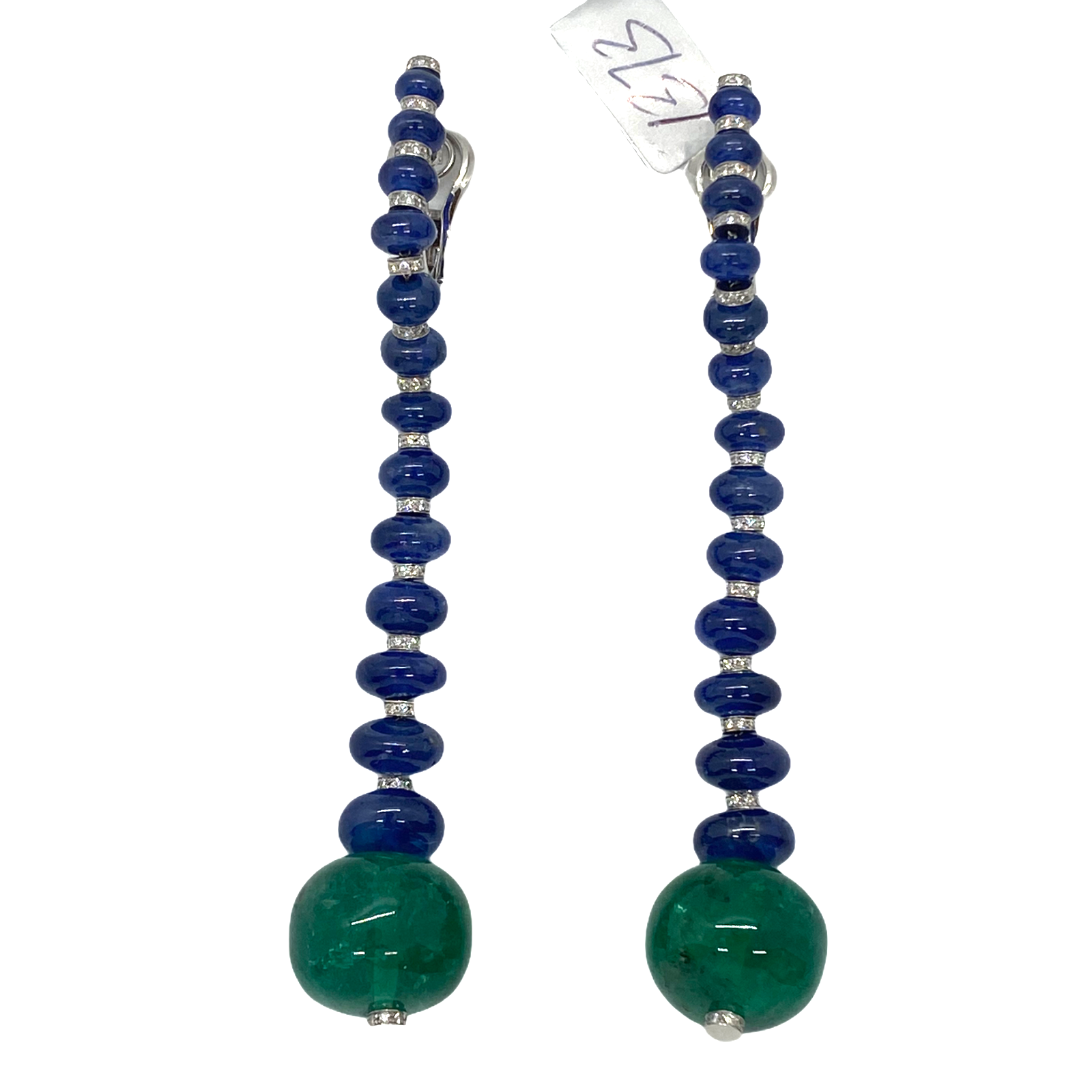 Impressive De Grisogono Gold Sapphire Emerald Diamond Earrings