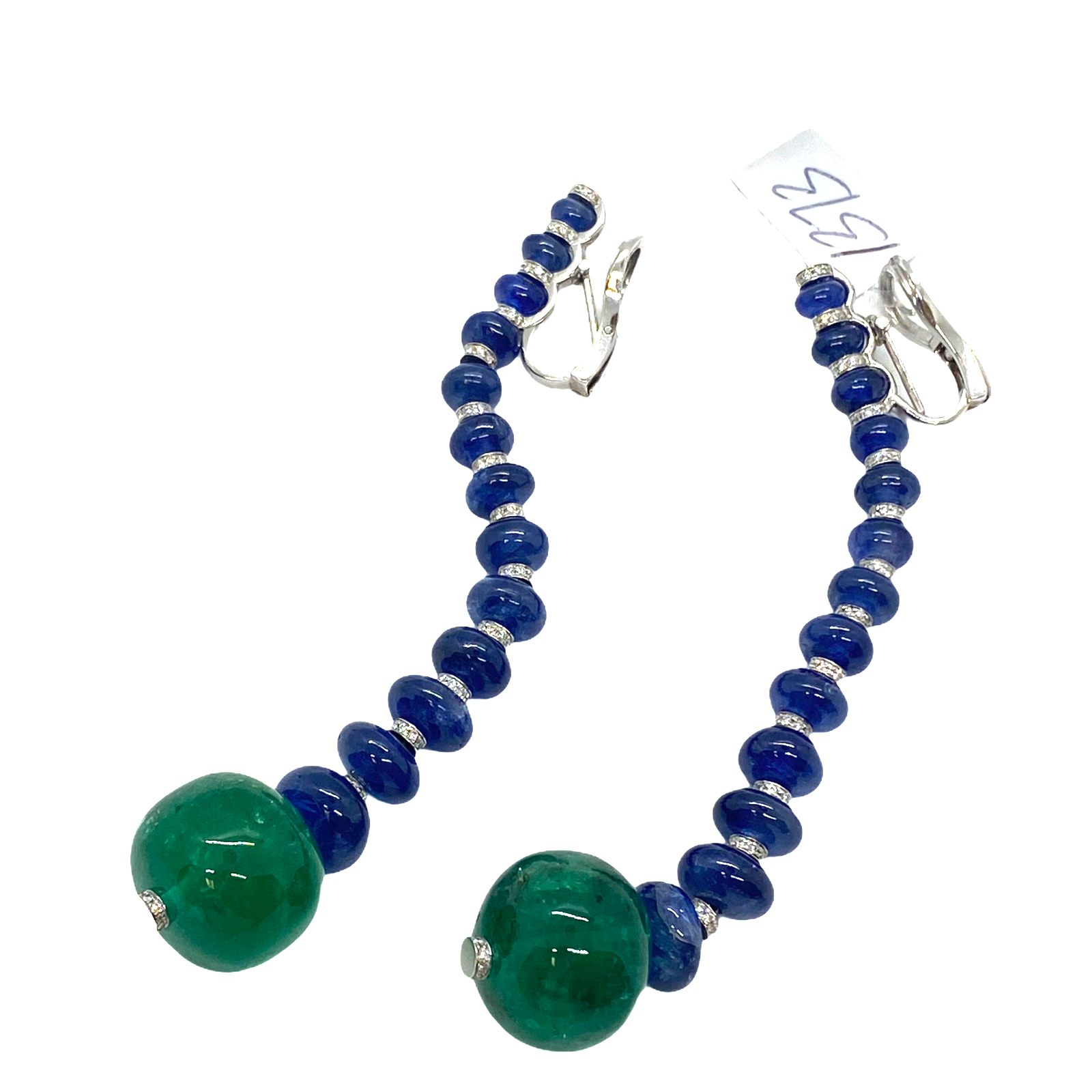 Impressive De Grisogono Gold Sapphire Emerald Diamond Earrings