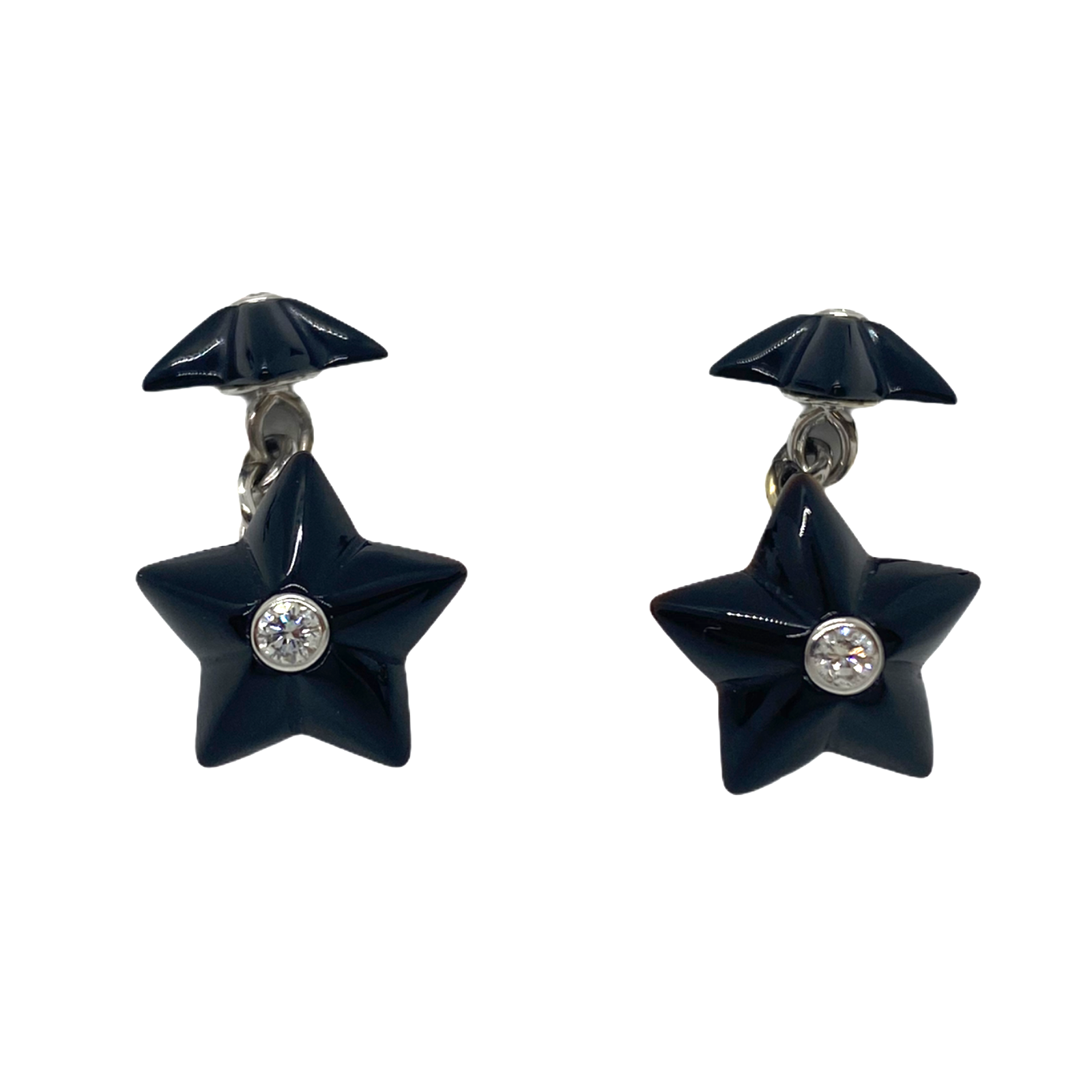 Trianon Onyx Diamond Gold Star Cufflinks Stud Dress Set