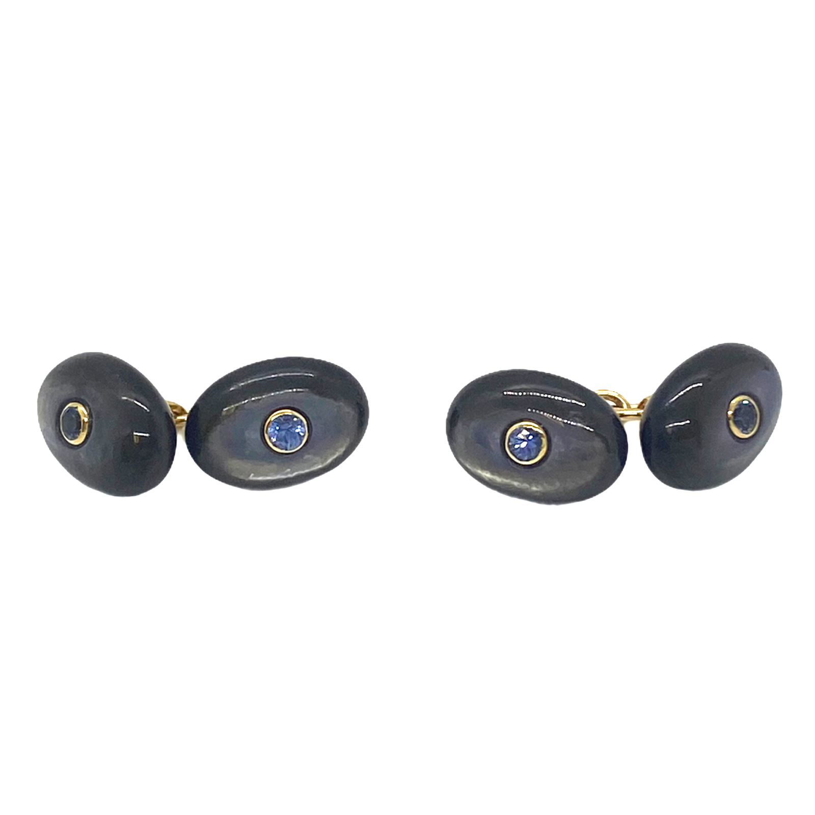 Trianon Black Mother Of Pearl Iolite Gold Cufflinks