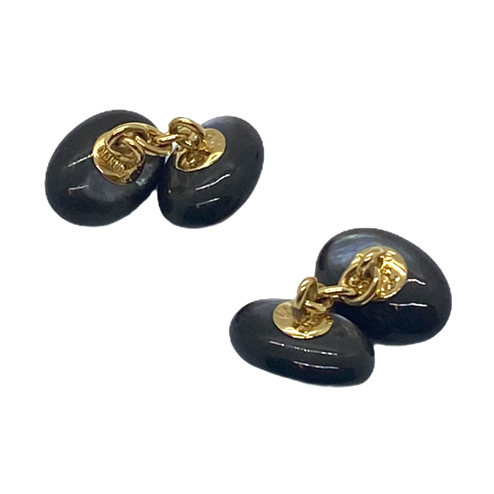 Trianon Black Mother Of Pearl Iolite Gold Cufflinks