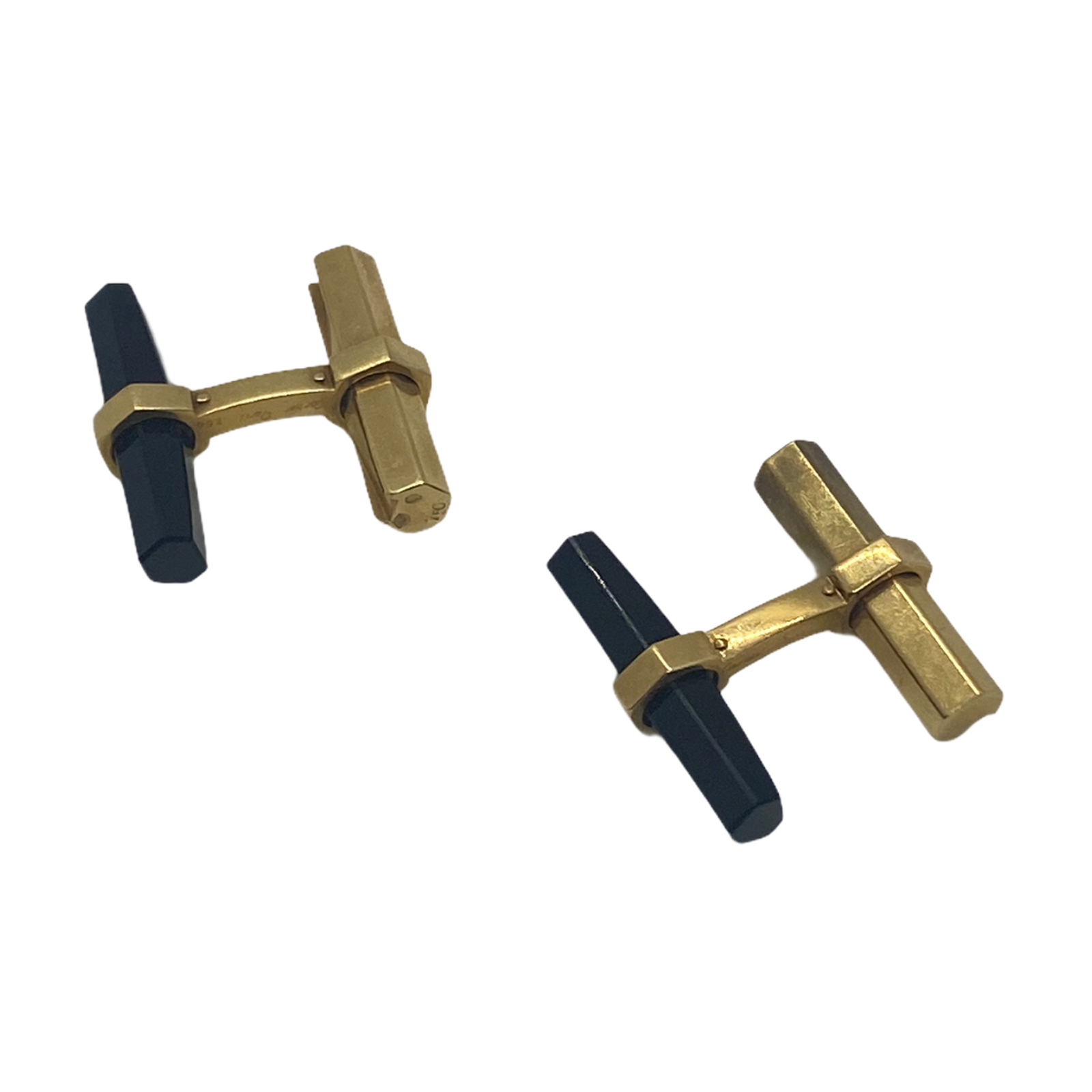 Classic Cartier Paris Onyx and 18k Gold Cufflinks
