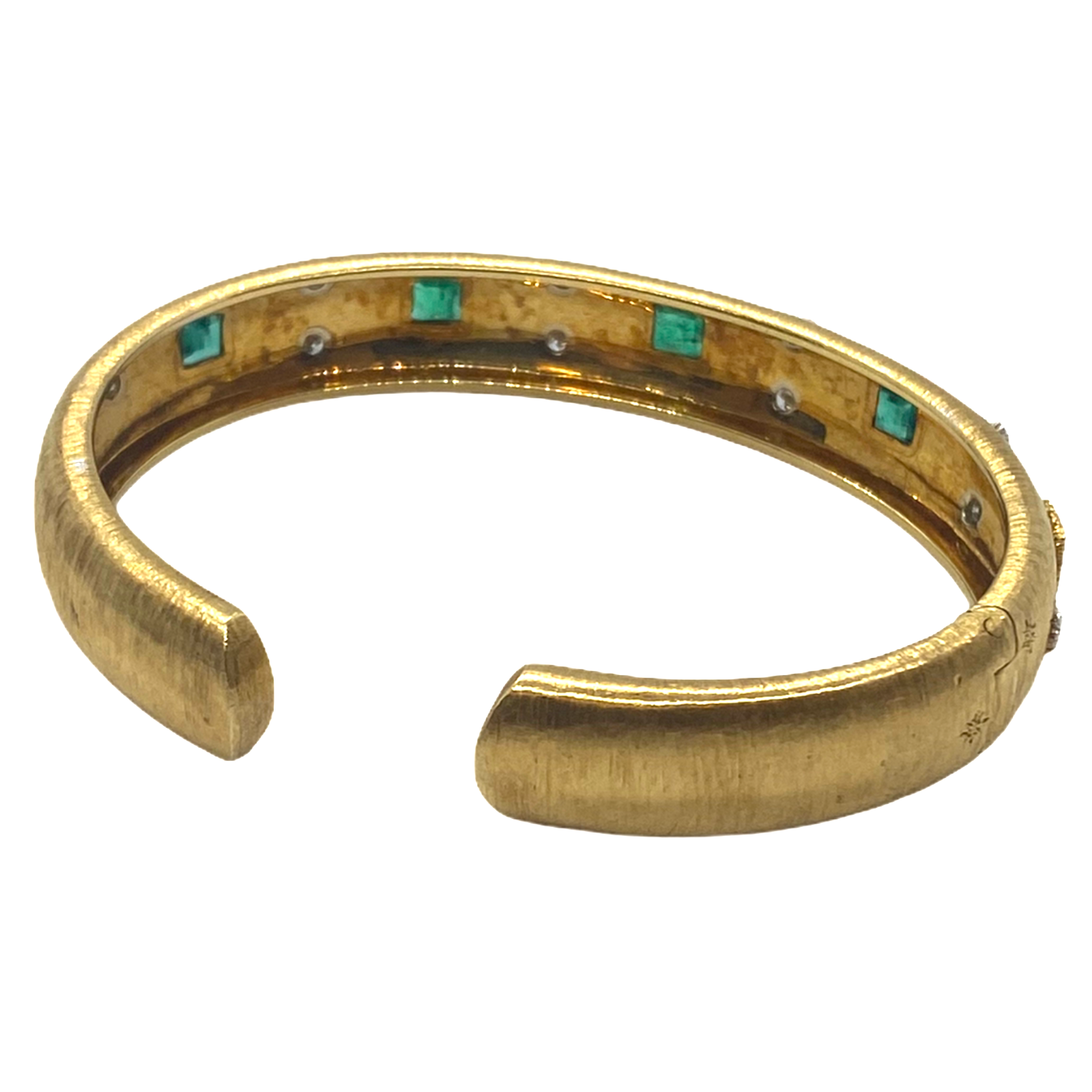 Buccellati Emerald Diamond 18k Gold Cuff Bracelet