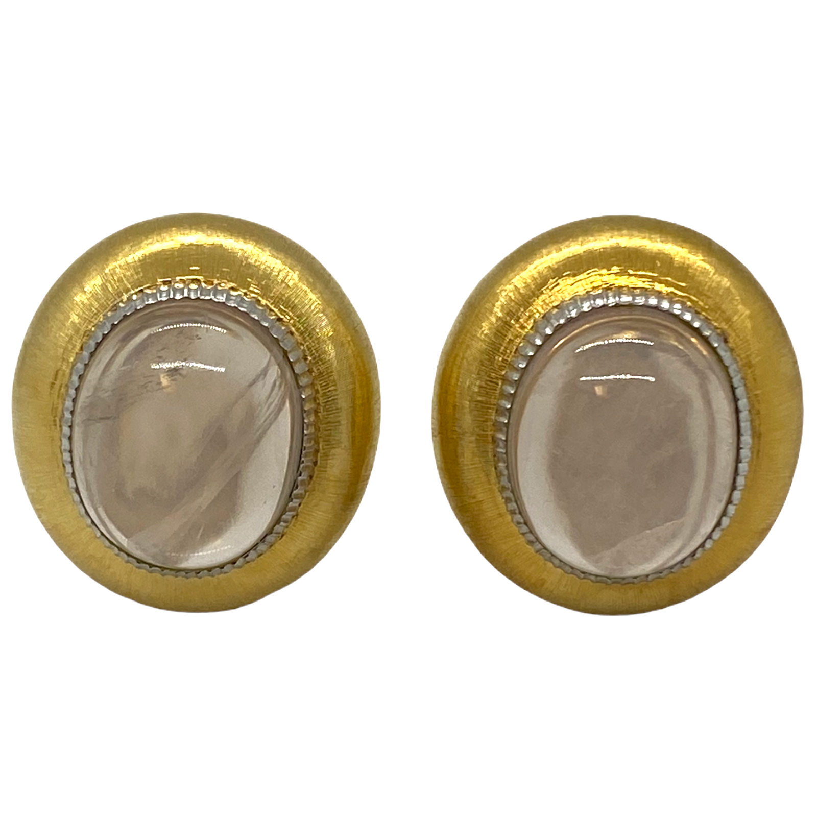 Buccellati Large Rose Quartz 18k Gold Earrings