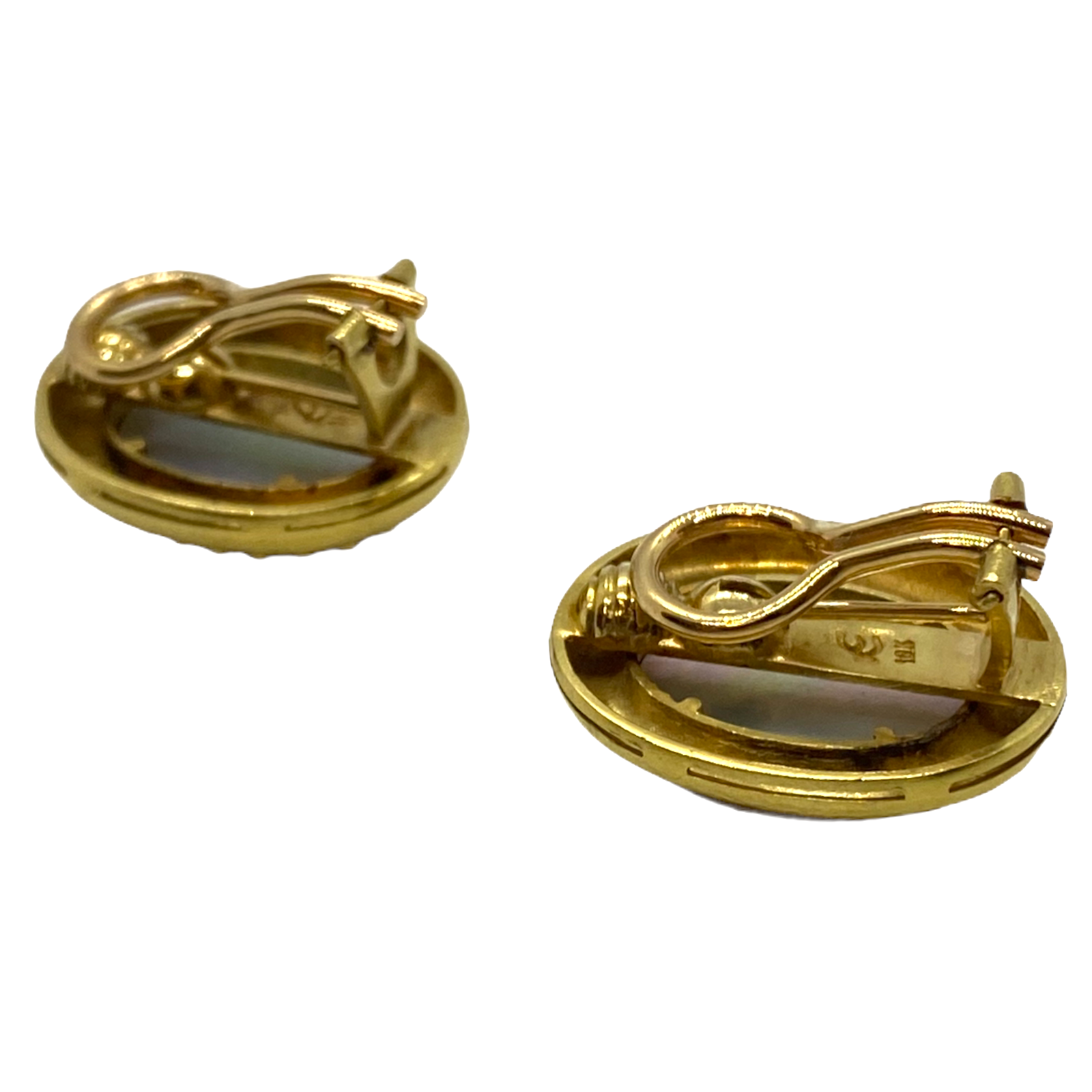 Elizabeth Locke Gold Venetian Glass Intaglio Earrings