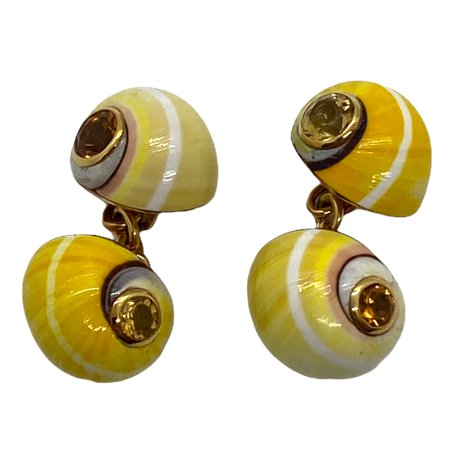 Trianon Shell Citrine Gold Cufflinks