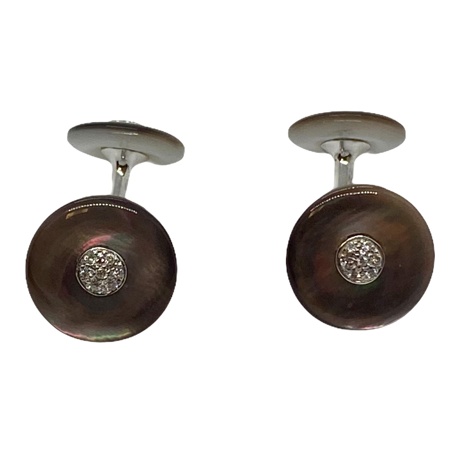 Trianon Abalone Diamond Gold Cufflinks