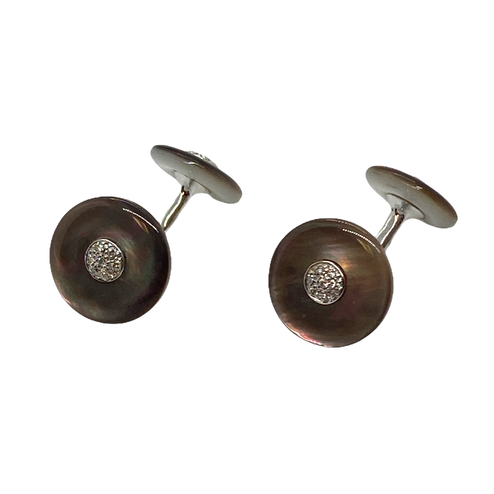 Trianon Abalone Diamond Gold Cufflinks