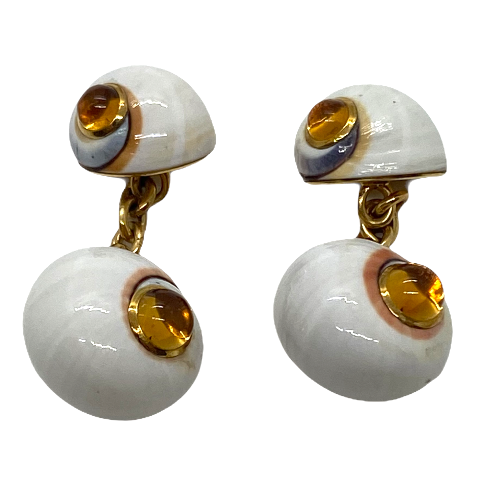 Trianon Shell Citrine Cabochon Gold Cufflinks
