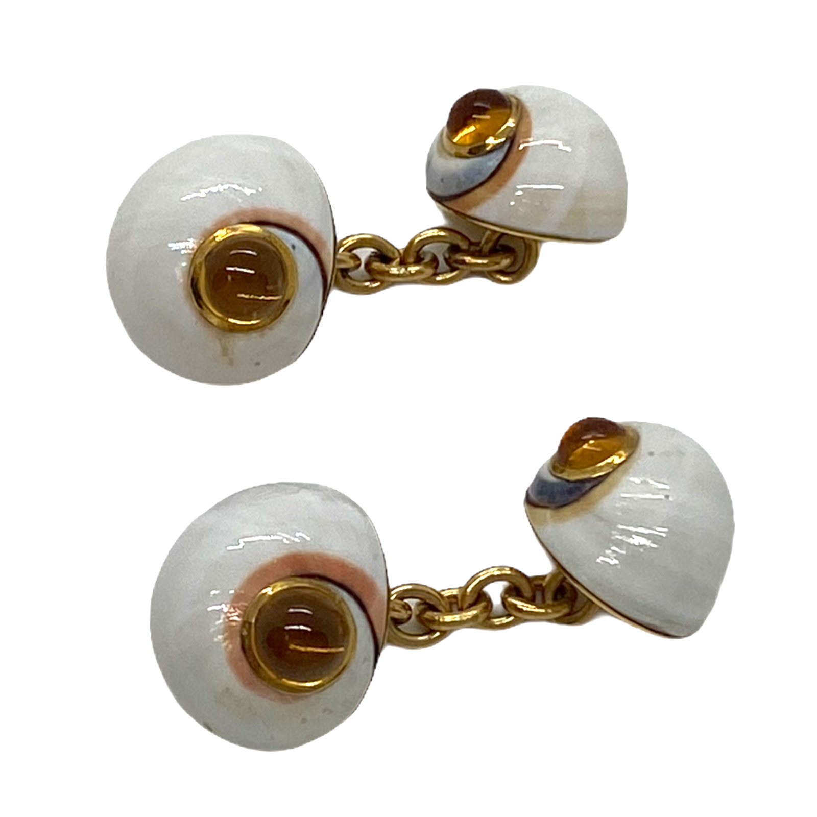 Trianon Shell Citrine Cabochon Gold Cufflinks