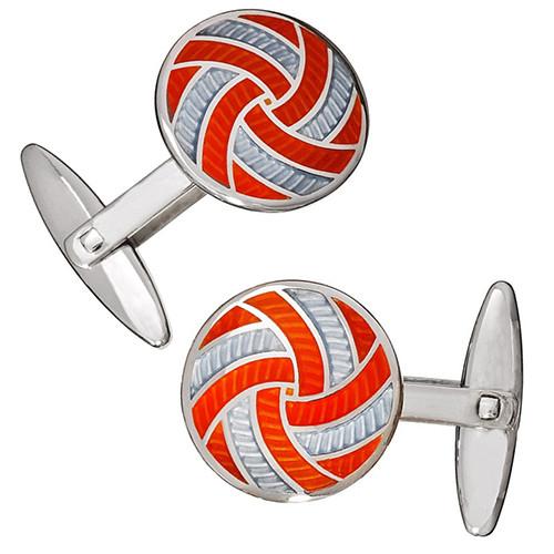 Jan Leslie Pinwheel Light Blue Orange Silver Enamel - Oak Gem