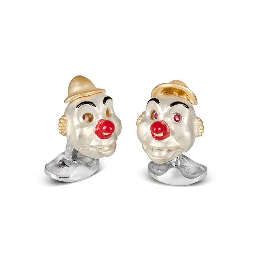 Deakin & Francis Ruby Silver Enamel Clown Cufflinks - Oak Gem