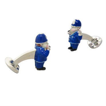 Deakin & Francis Enamel Sterling Silver Policeman Cufflinks - Oak Gem