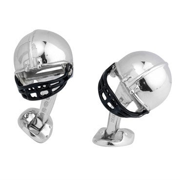 Deakin & Francis Sterling Silver American Football Helmet Cufflinks - Oak Gem
