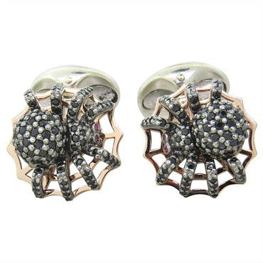 Deakin & Francis Sterling Silver Spinel Spider Cufflinks - Oak Gem