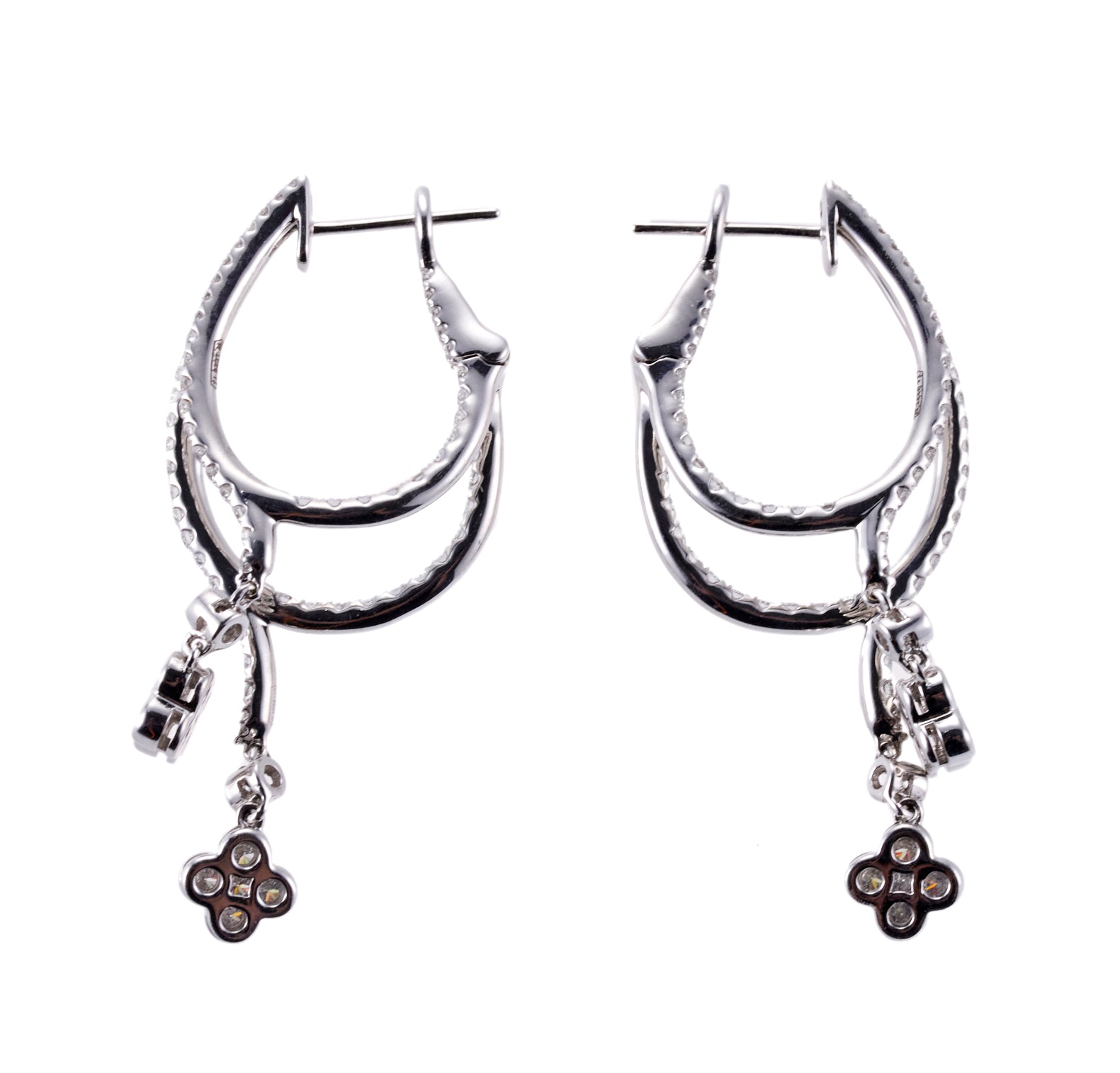 Roberto Coin Diamond Flower Drop Gold Earrings