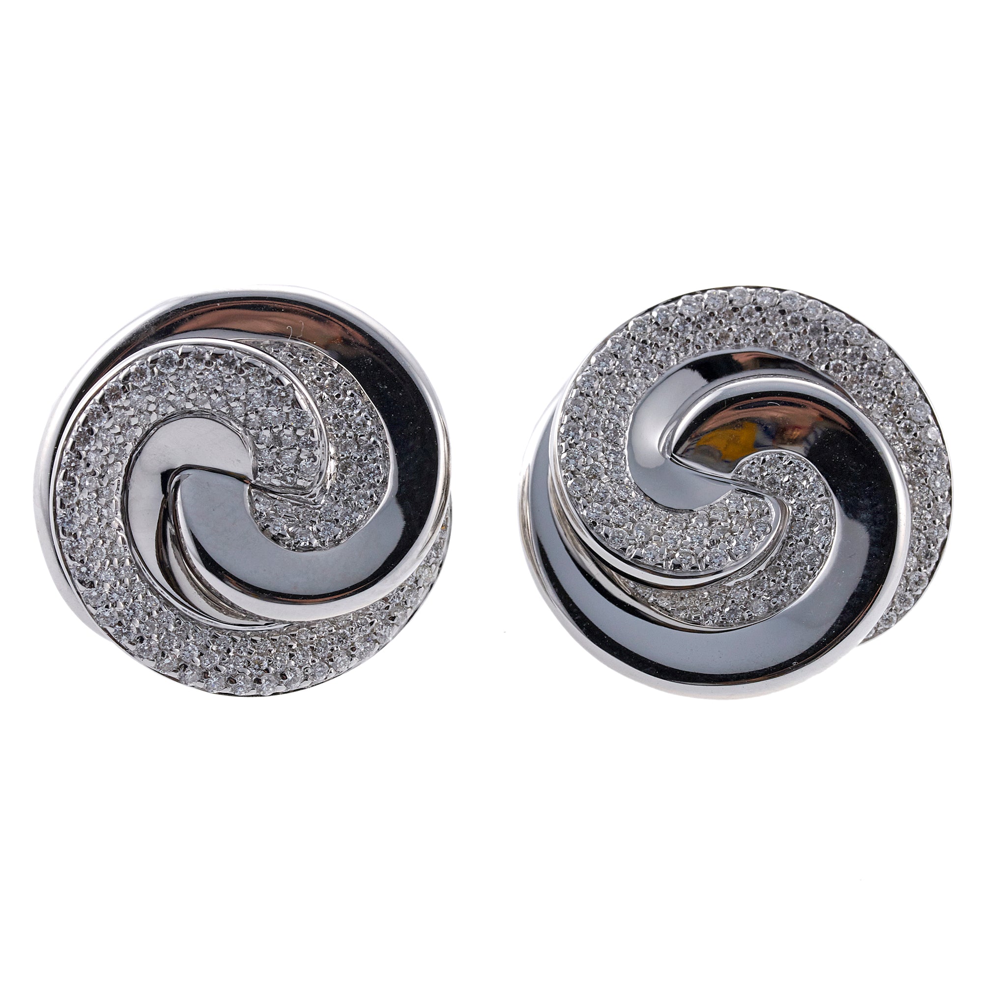 Roberto Coin Diamond Gold Swirl Earrings