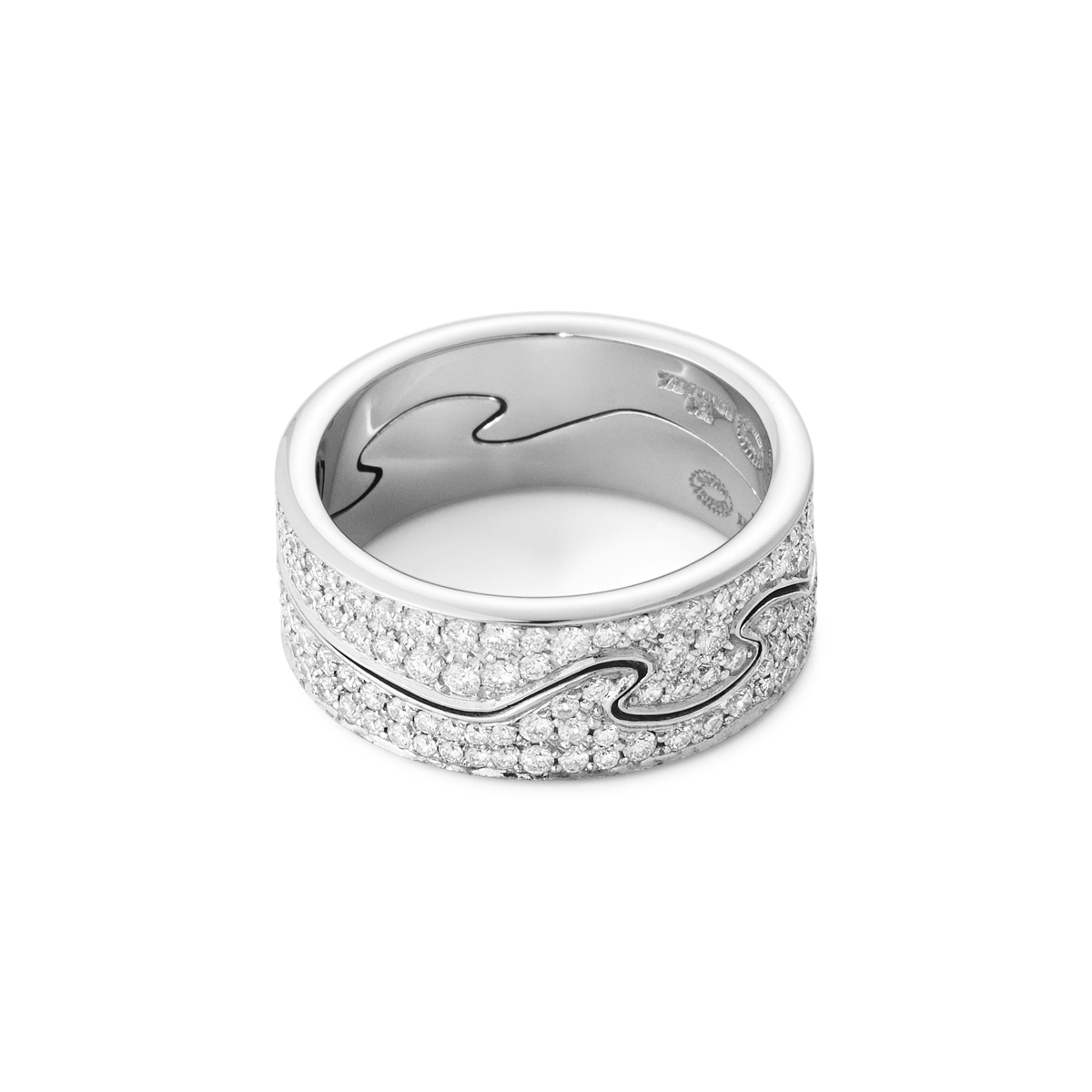Georg Jensen Fusion White Gold Diamond Puzzle Ring Set #1368 A