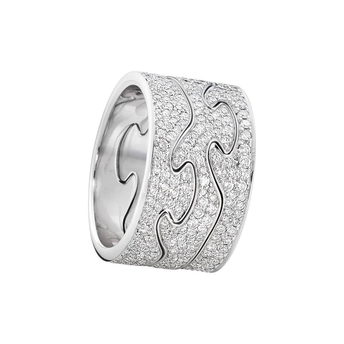 Georg Jensen Fusion Gold Diamond 3 Piece Puzzle Ring Set