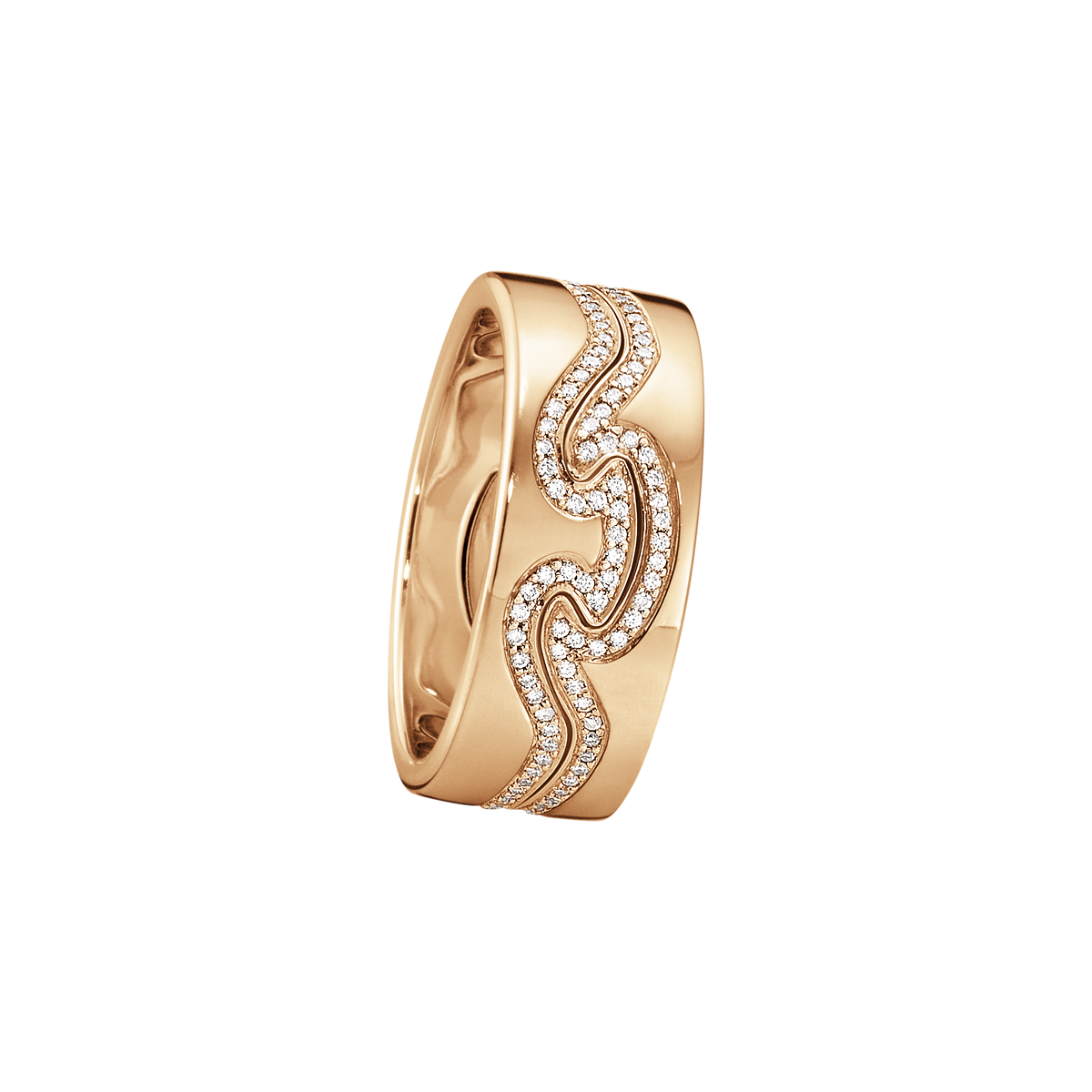 Georg Jensen Fusion Rose Gold Diamond Puzzle Ring Set #1371