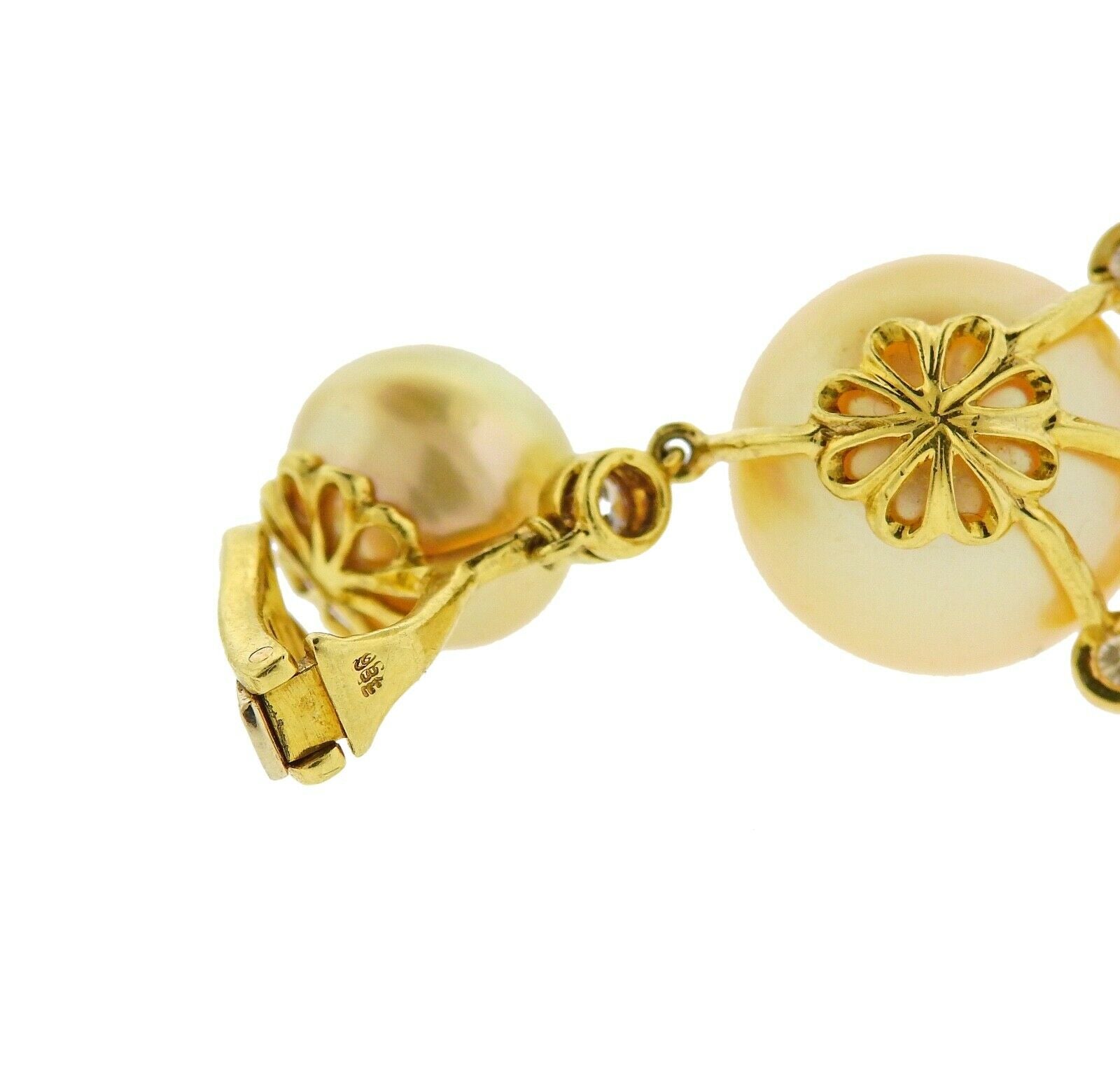 Assael Prince Dimitri Diamond South Sea Pearl Gold Drop Earrings - Oak Gem