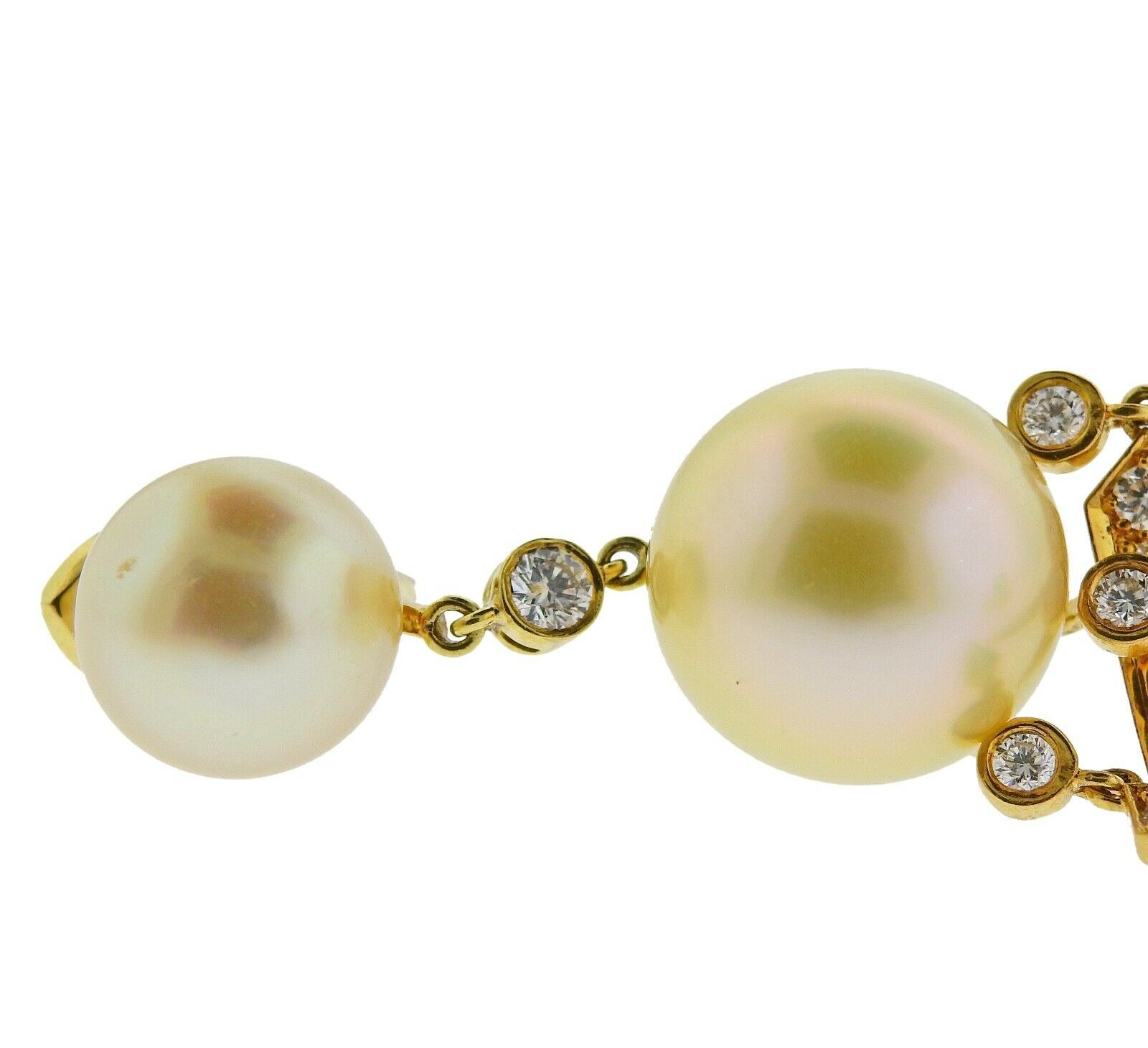 Assael Prince Dimitri Diamond South Sea Pearl Gold Drop Earrings - Oak Gem