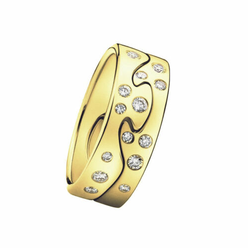 Georg Jensen Fusion Yellow Gold Diamond Puzzle Ring Set #1368 AA – Oak Gem