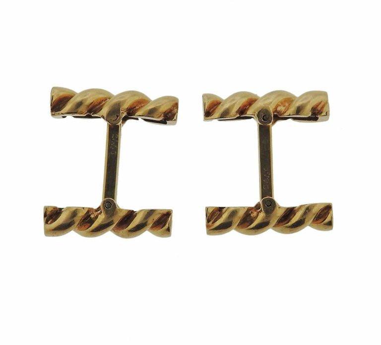 Mid Century Cartier Gold Twist Bar Cufflinks - Oak Gem