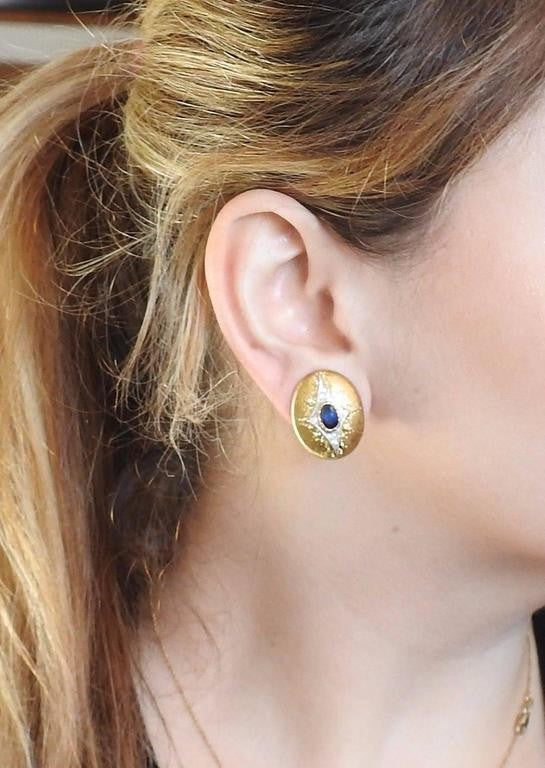 Mario Buccellati Gold Sapphire Diamond Earrings - Oakgem.com