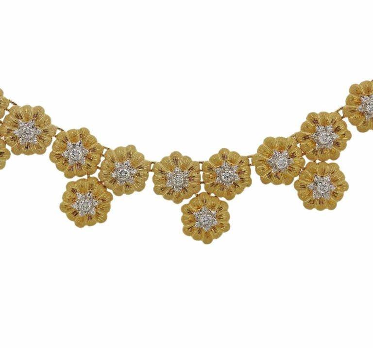 Buccellati Gold Diamond Flower Motif Necklace - Oak Gem