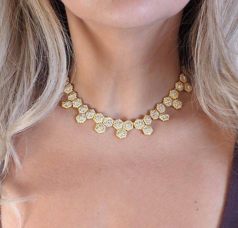 Buccellati Gold Diamond Flower Motif Necklace - Oak Gem