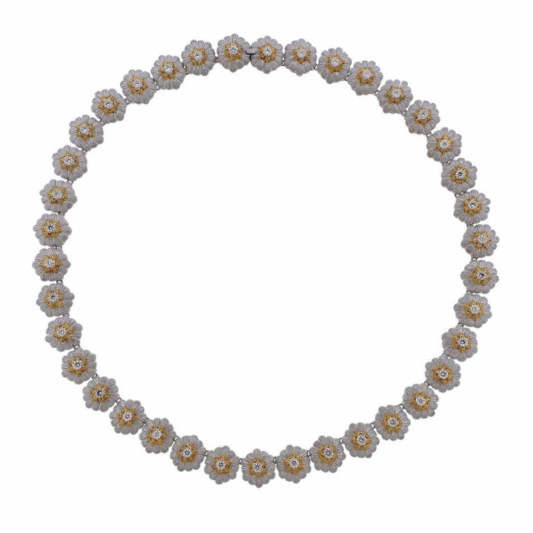 Buccellati Gold Diamond Flower Necklace - Oak Gem