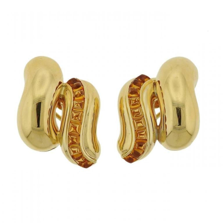Seaman Schepps Gold Sugarloaf Citrine Earrings - Oak Gem