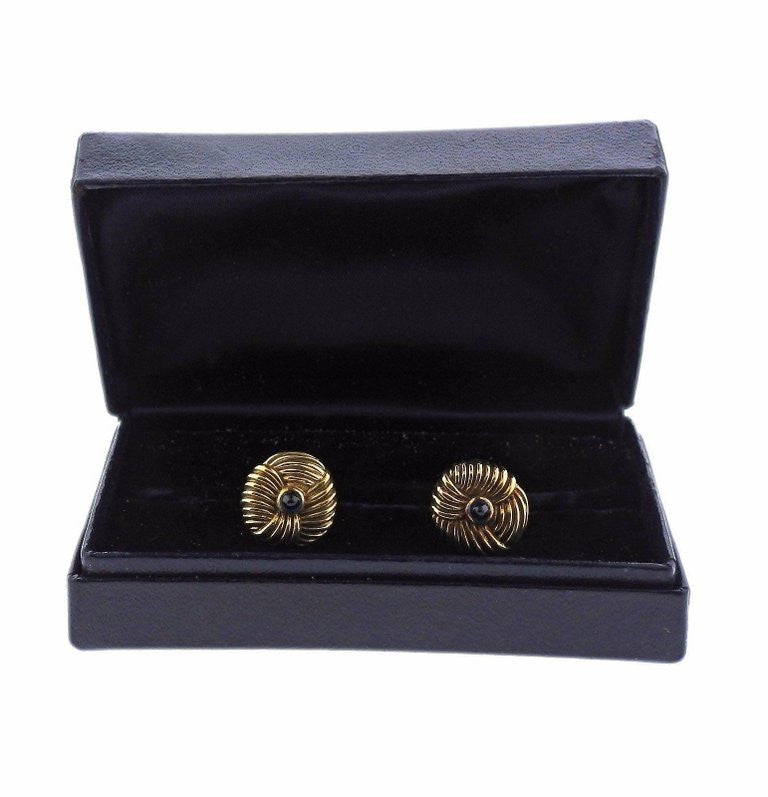 Tiffany & Co. Schlumberger Gold Sapphire Cufflinks - Oak Gem