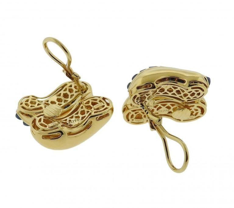 Seaman Schepps Sugarloaf Sapphire Gold Earrings - Oak Gem