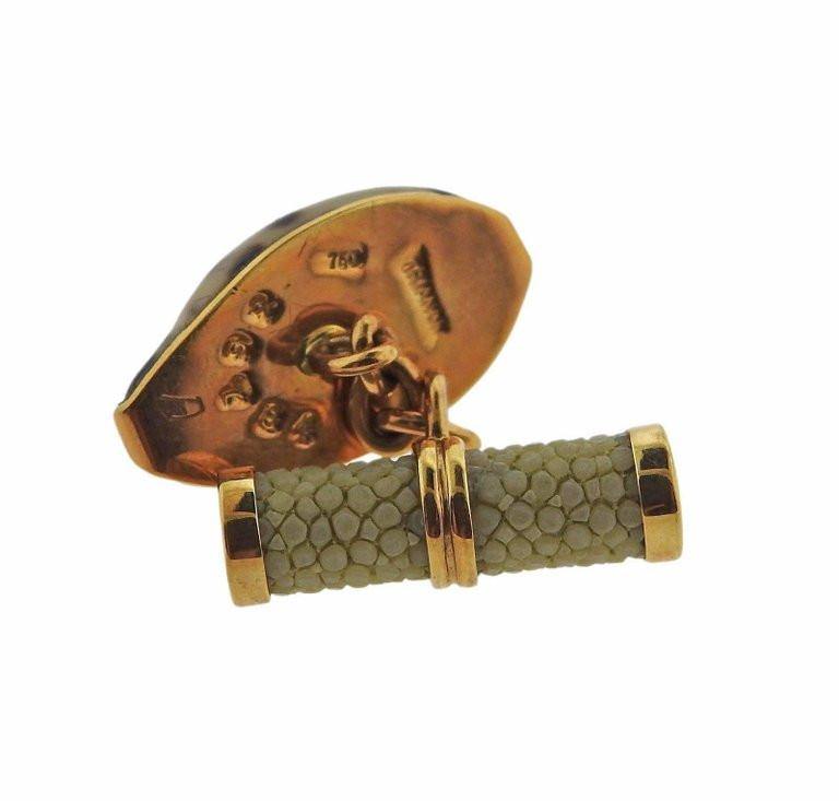 Trianon Gold Shell Peridot Cufflinks - Oak Gem